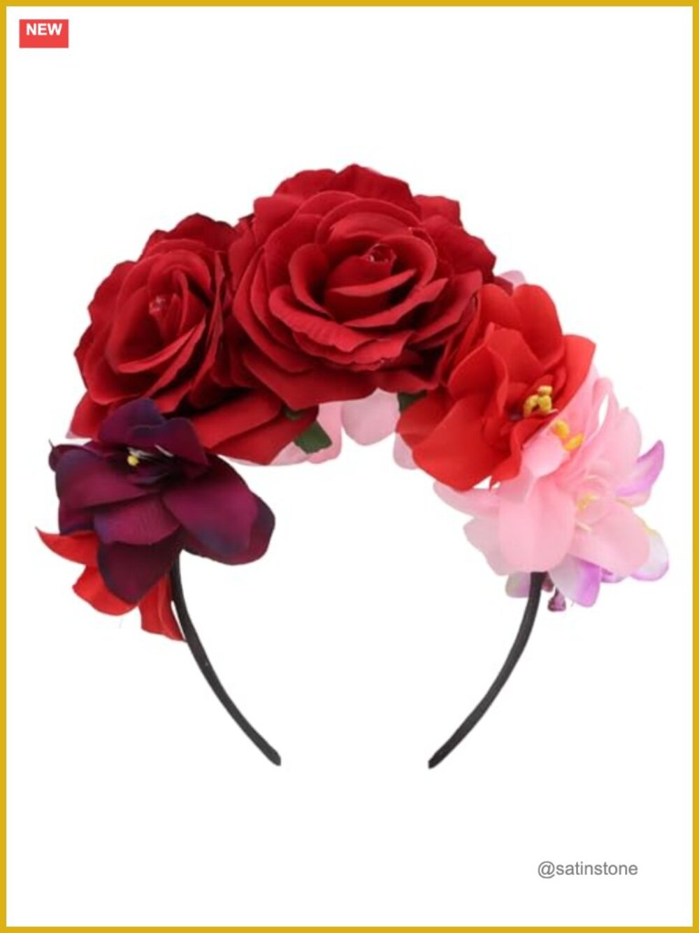 Mexican Rose Flower Crown Headband Day of the Dead Halloween Costume Hair